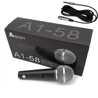 Microfone Profissional Dinâmico Avision A1-58 Fio de 5 Metros