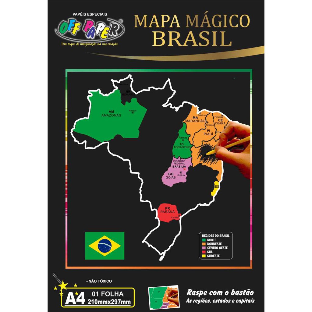 Mapa Mapa Do Brasil A4 C/bastao | Shopee Brasil
