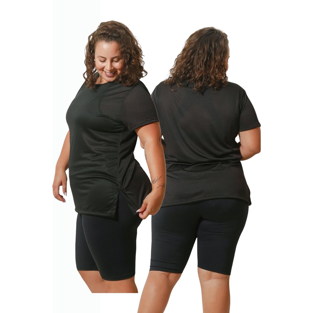 Blusa Dry fit Plus Size Feminina Roupa de Academia Até o G5 Tapa Bumbum Para Treino