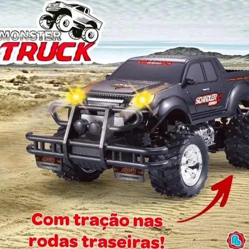 Carro De Controle Remoto A Bateria Pick-Up Monster Truck Com Luzes -  Polibrinq