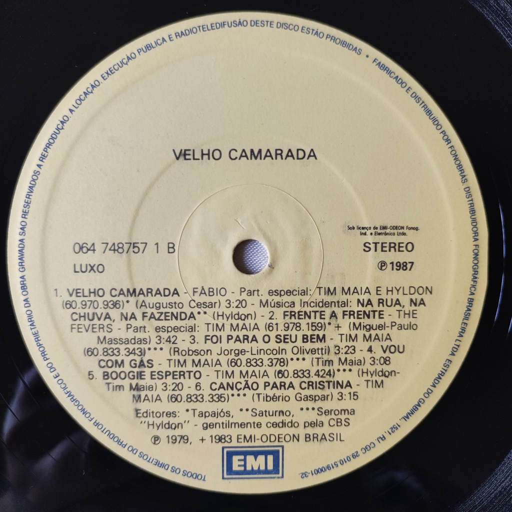Disco De Vinil Lp - Tim Maia – Velho Camarada (1987) | Shopee Brasil