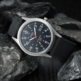 Relógio De Pulso Masculino Militar Exército De Quartzo Com Pulseira De Tecido E Aço Inoxidável