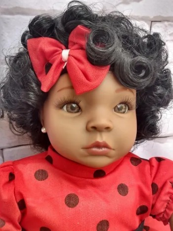 Boneca Bebê Reborn Negra Vinil Realista com Acessórios 45 cm - Barra Rey