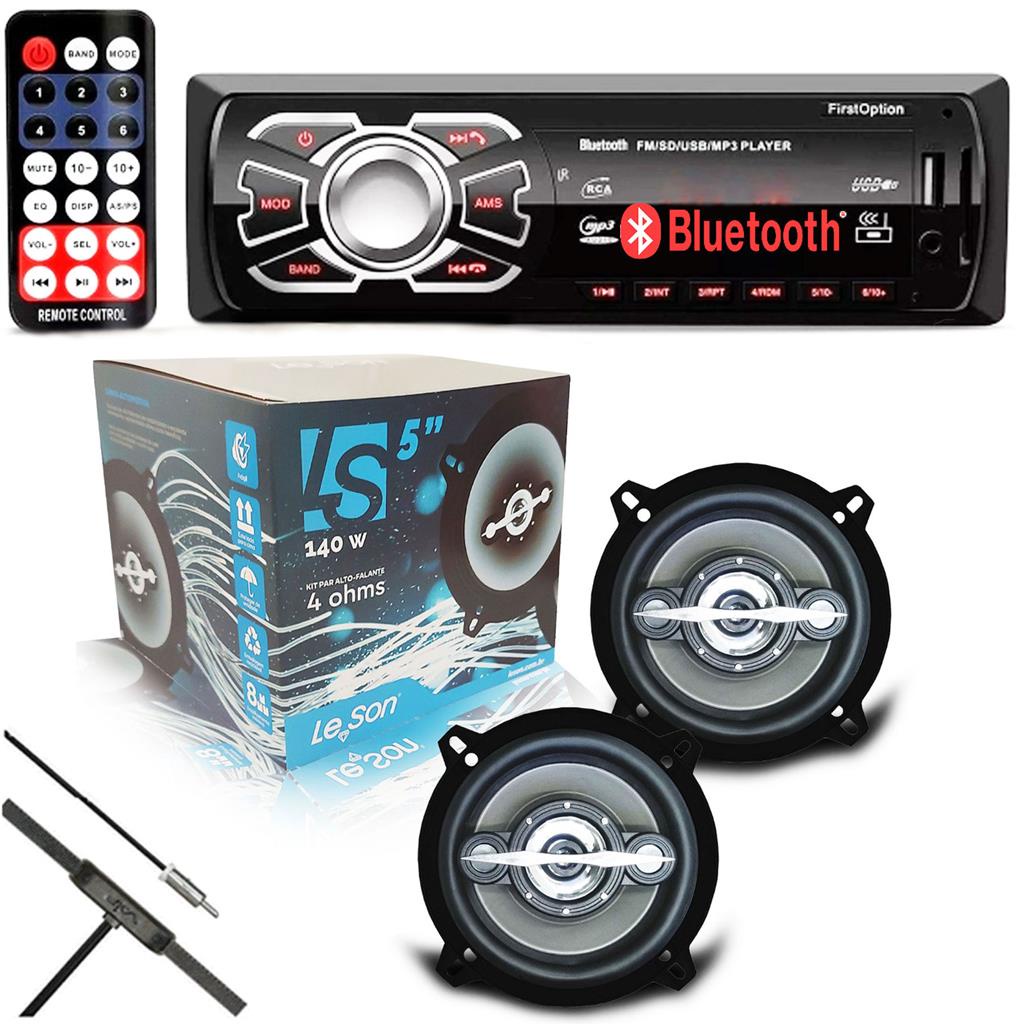 Kit Radio Mp3 Bt Usb + 2 Falantes 5 Pol 140w Leson +antena | Shopee Brasil
