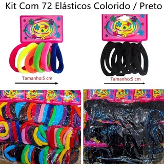 kit 72 Elástico Xuxinha de Cabelo rabico Cores Mescladas