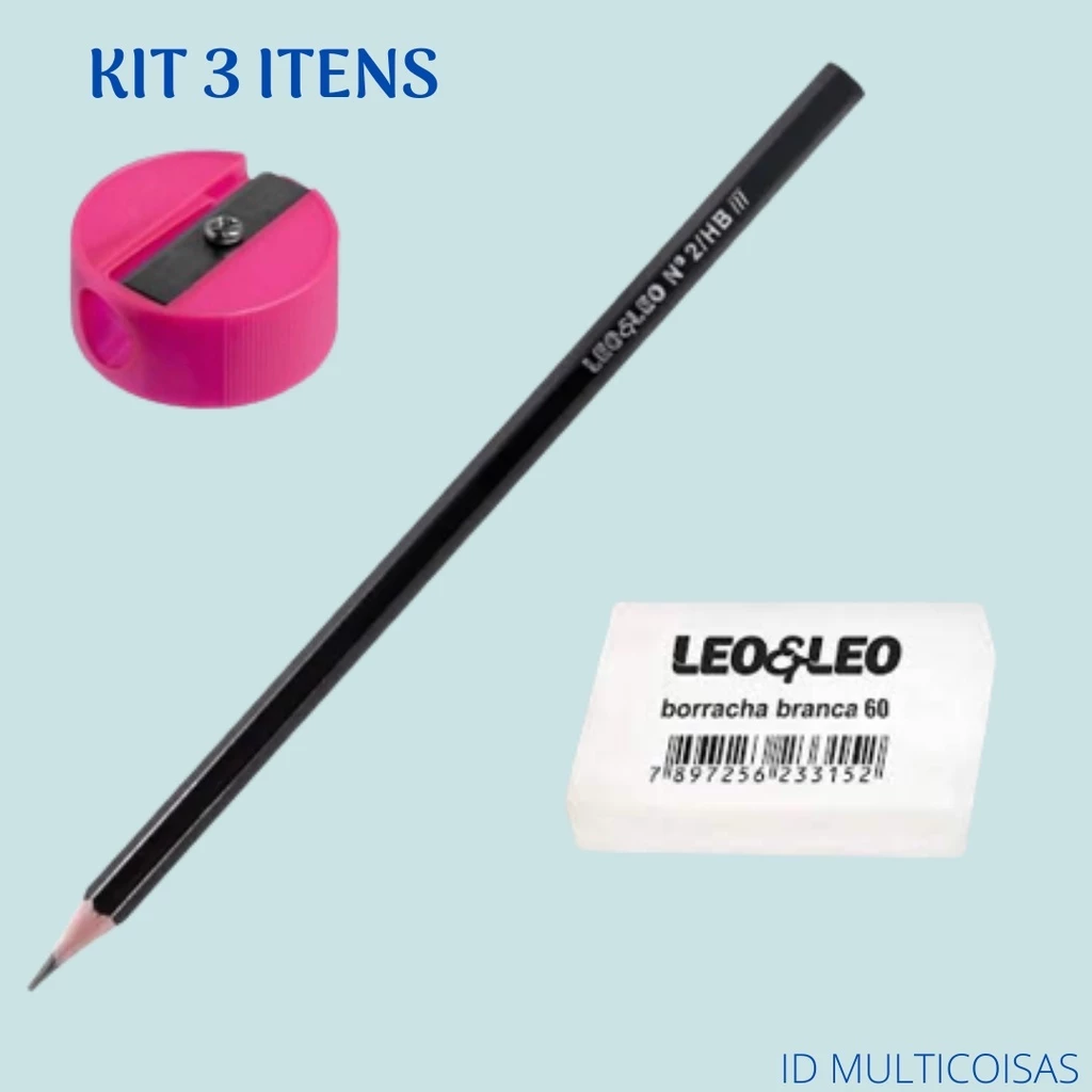 Kit Escolar- Lápis - Apontador- Borracha- Papelaria- Volta as aulas- Escritório