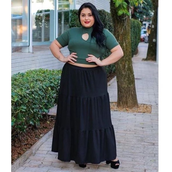 Saia comprida 2024 plus size