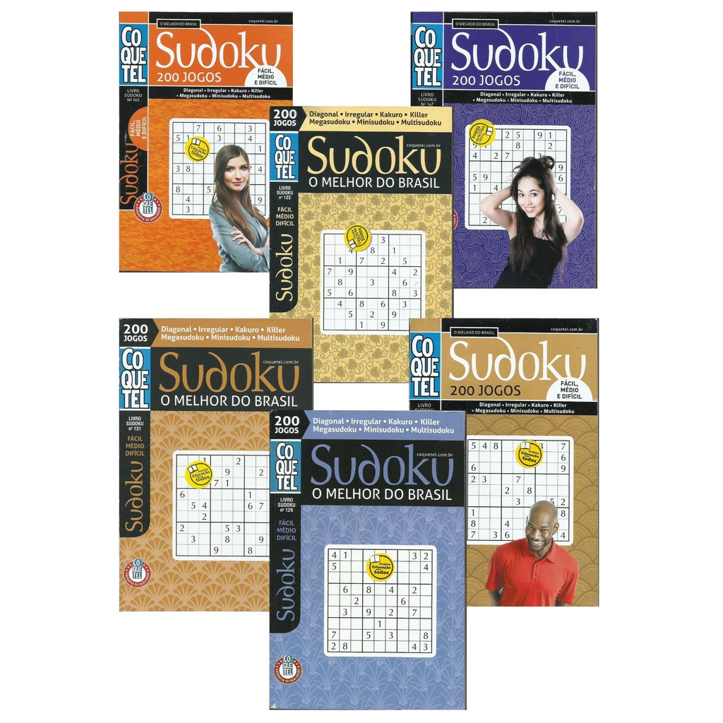 Kit 3 Revistas Coquetel Sudoku com Brinde