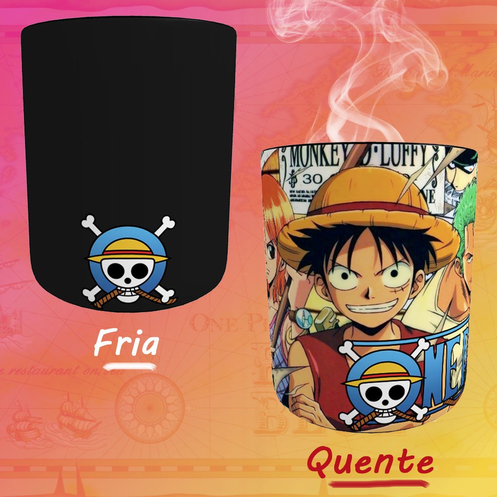 Monkey D. Luffy Caneca One Piece Wanted Anime Com Saquinho Para Caneca