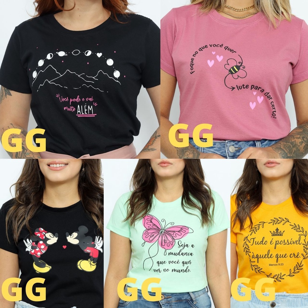 T shirts femininas estilosas  Compre Produtos Personalizados no Elo7