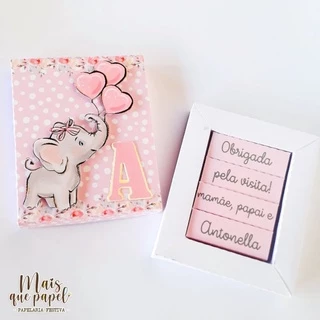 10 Lembrancinhas de Maternidade caixinha 4 bis Personalizada Menina