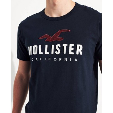 Camiseta Hollister Masculina Outline Graphic Logo Azul