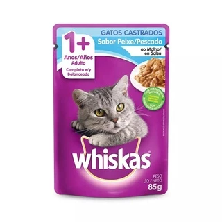 Ração Úmida Whiskas Sachê Gatos Adultos Castrados Peixe ao Molho 85g