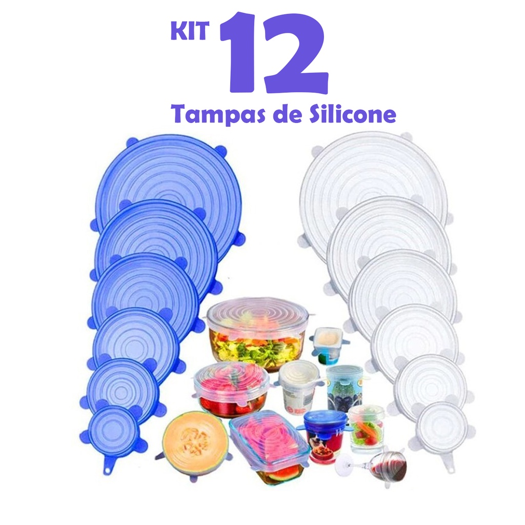 Tampa De Silicone Flexível Reutilizável Kit 12 Unidades Oferta