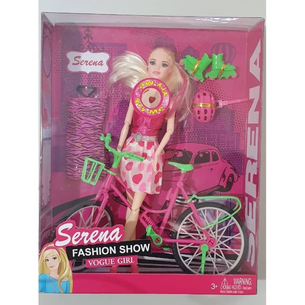 Boneca Barbie Ciclista Articulada Com Patins Bicicleta