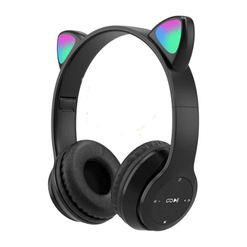 Fone de ouvido RGB, fone de ouvido com fio pata de gato com microfone  giratório de 360°, fone de ouvido estéreo leve para jogos para meninas roxo