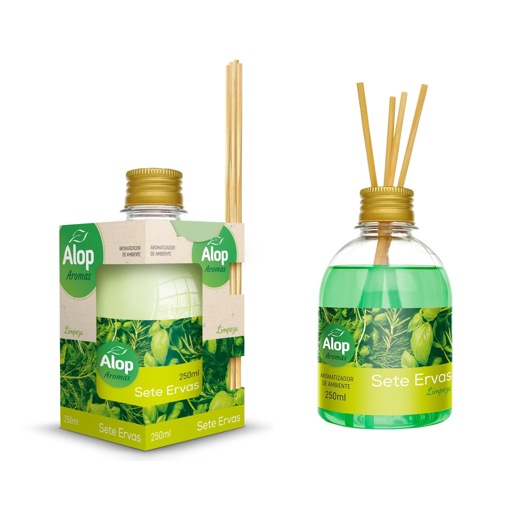 aroma atacado Aromatizador De Ambientes Aroma Sete Ervas 250ml Alop Aromas ALOP Varejo e  Atacado - Faz a Boa!