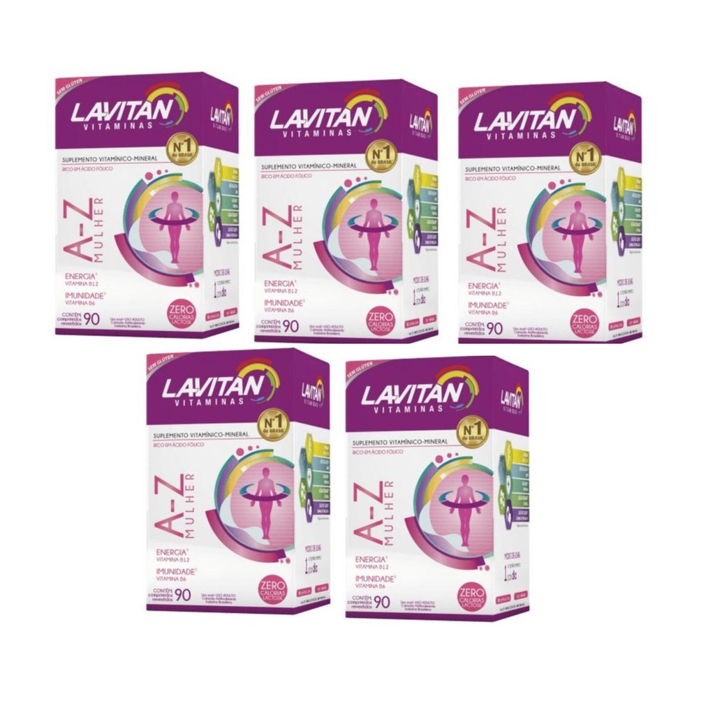 Kit Com 5 Lavitan Mais A-z Mulher Cimed Com 90 Comprimidos. | Shopee Brasil