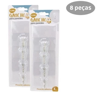Kit 8 Peças Gancho Adesivo Parede Transparente Multifuncional Autocolante