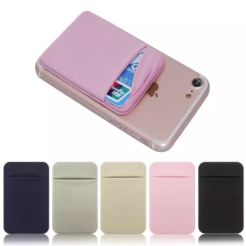 Carteira de Lycra Elástica Adesiva para Celular / Porta-Cartão Adesivo para Crédito/Identidade