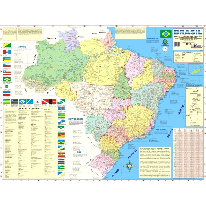 Mapa Geo Político Rodoviário e Estatístico Do Brasil Edição Atualizada ...