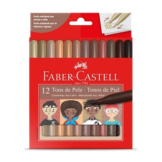 Canetinha Hidrocor FABER-CASTELL Vai e Vem Tons de Pele c/ 12 cores