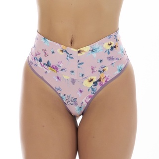 Kit 5 Calcinha Cós Alto Modeladora Tanga Fio Dental Fio Duplo Cintura Alta Lingerie Feminina Confortável