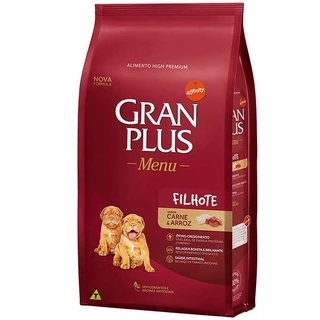 Ração GranPlus Menu Cães Filhotes Raças Médias e Grandes Carne e Arroz 15kg