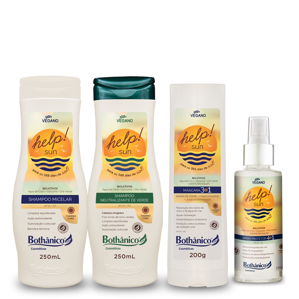 Kit Shampoo Para Piscina e Praia Help Sun Bothânico Hair Shampoo ...