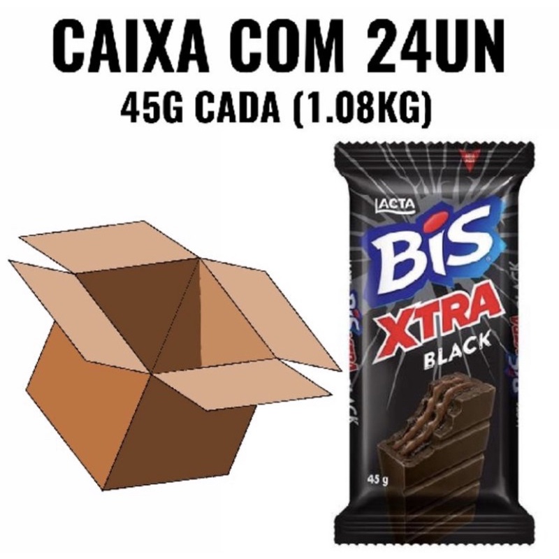 Bis Xtra black Chocolate caixa fechada contendo 24 unidades de 45g