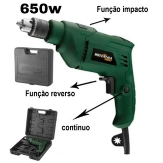 Furadeira impacto 650w reversão de rotação + maleta bfu01m