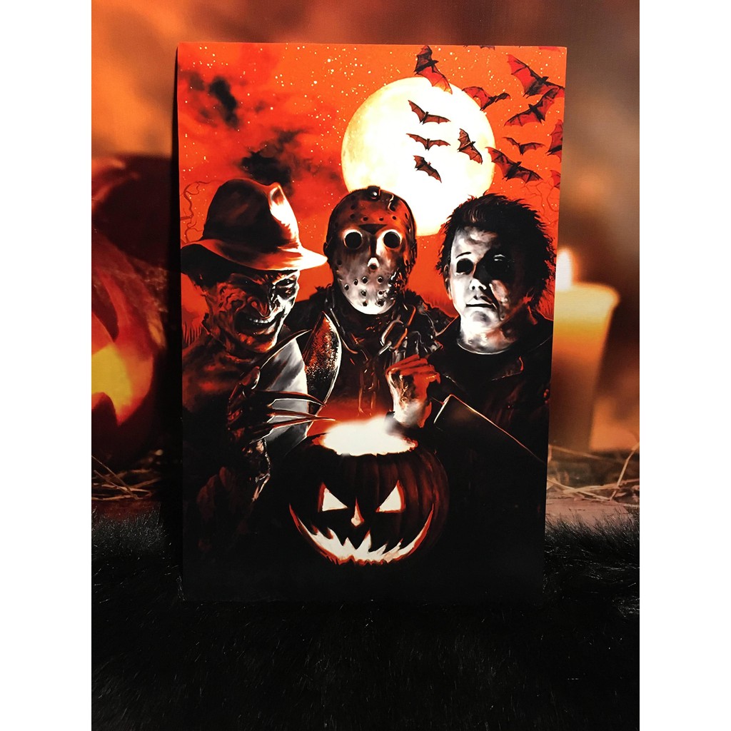 HHGaoArt Cartaz de terror clássico filme assustador arte de parede de  Halloween festa de aniversário impressões em tela fotos decoração de casa  sem moldura (personagens de terror-15,5 x 45,7 cm)