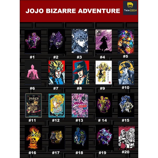 Placas decorativas quadros Jojo Bizarre Adventure Anime em MDF - 1 ao 16