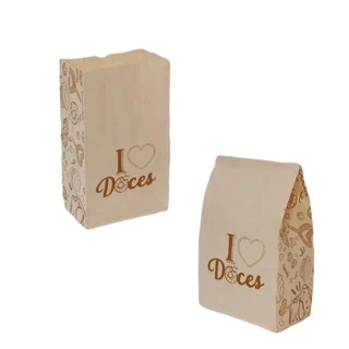 Saco de Papel Kraft Doces com 100 un Tamanho Pequeno Cor Creme Saco Kraft Delivery