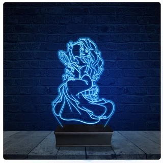 Luminária Led Acrilico Abajur - Ariel Pequena Sereia 06