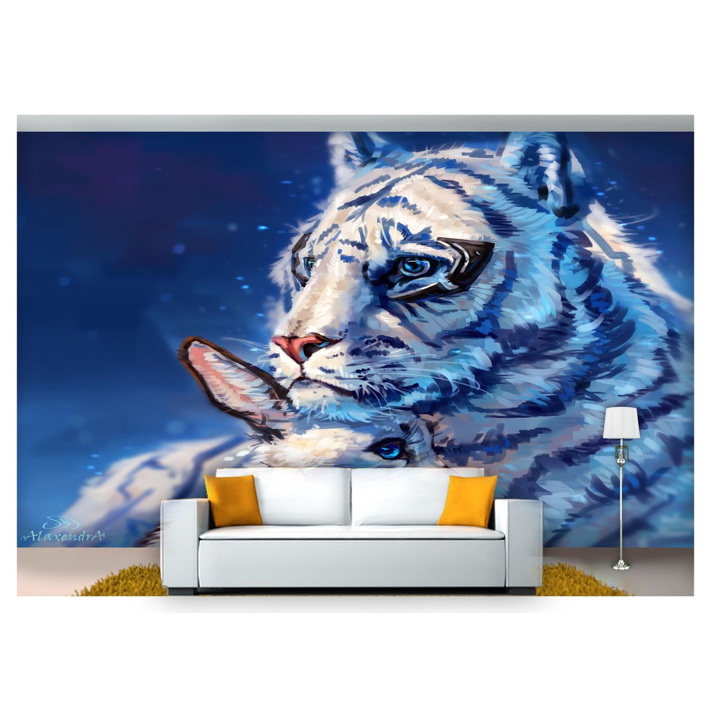 Adesivo De Parede Animais Tigre Paisagem 3d 1,90m² Anm201 no Shoptime