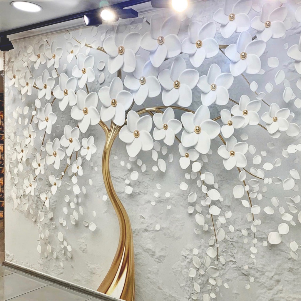 Papel de Parede Árvore Floral 3D Para Decoração de Quarto e Sala Lançamento m²