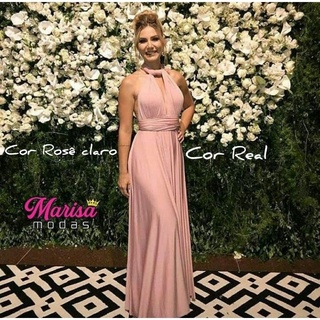 Vestido de madrinha rosa clearance claro