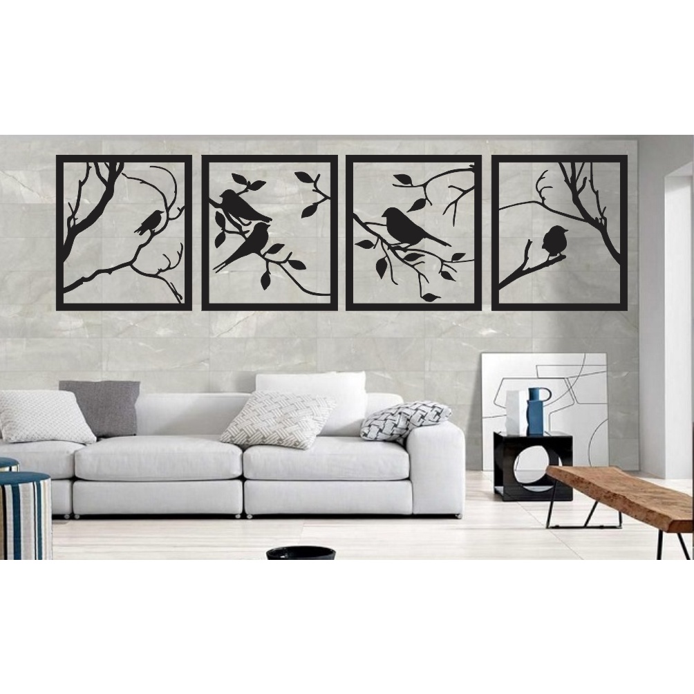 QUADRO PÁSSAROS MDF VAZADO 30x20