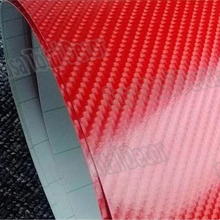 Adesivo Automotivo Envelopamento Fibra De Carbono 4D Vermelho 1,20mx50cm Brilhante Carro Moto Antibolha