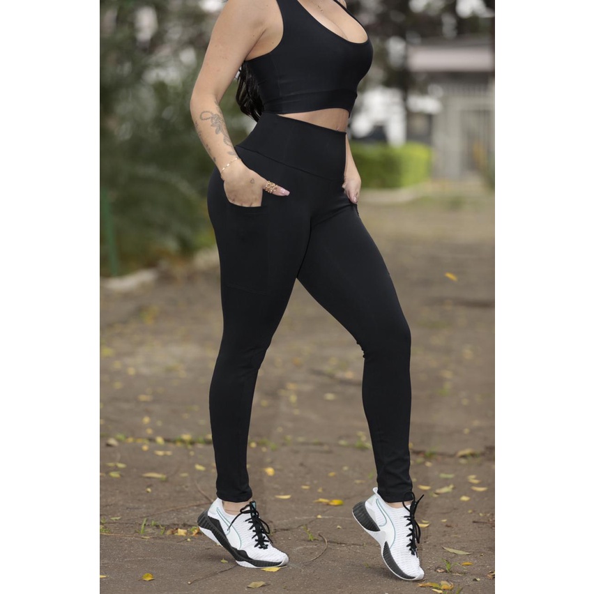 Calça Legging Para Andar De Bike Cós Alto Pad Gel Tecido Emana