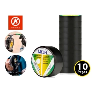 Kit Fita Isolante Antichama Preta - 5m 10m 20m Pacote Com 10 Unidades Isola Corrente Elétrica em Oferta na Shopee