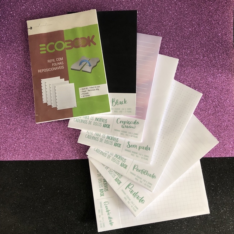 Refil de folhas para caderno de disco pequeno