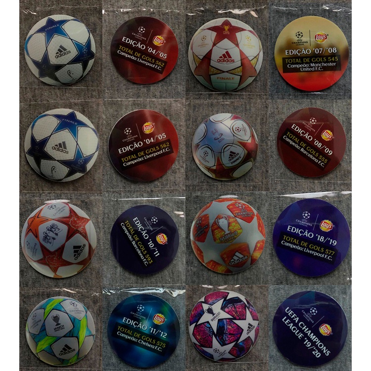 Tazos Bolas da Champions League Lays Elma Chips Avulsos Lacrados (Plástico especial sem ácido)