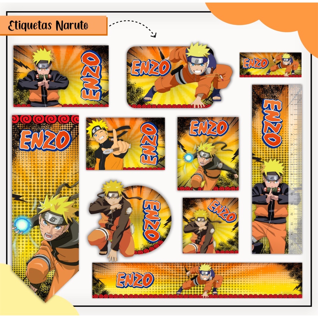 Etiqueta Escolar Personalizada - Naruto
