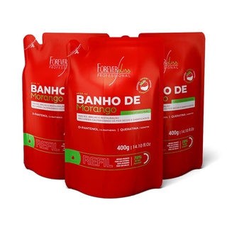 Combo 3 Refil Máscara Banho de Verniz Morango Forever Liss
