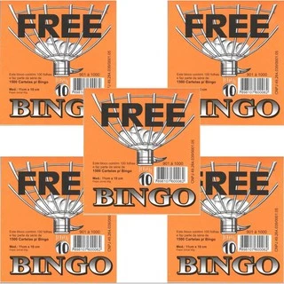 Kit C/ 5 Blocos Cartela De Jogo Bingo Jornal 100fls 11x10cm em Oferta na Shopee