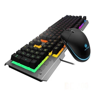 Kit Teclado E Mouse Mecanico Silencioso Abnt2 Gamer Rgb Be-700