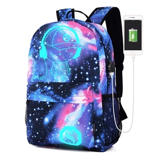 USB Luminosa Mochila Homens Música Menino Estudante Casuais Sacos De Escola De Viagem Ao Ar Livre Mochilas Laptop À Prova D