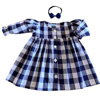 Bebê meninas vestido casual xadrez roupas verão 2022 novo coreano linho